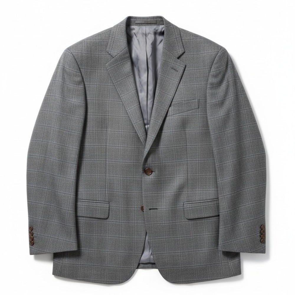Lauren Ralph Lauren Grey Glen Plaid Blazer, Men's 42R Two Button Sport Coat